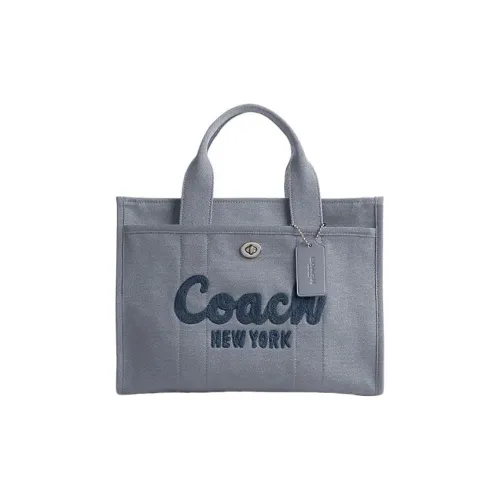 COACH Cargo Fabric Tote Canvas Bag, Shopping Bag, Shoulder Bag, Crossbody Bag, Handbag Tubas Women's Gray Blue