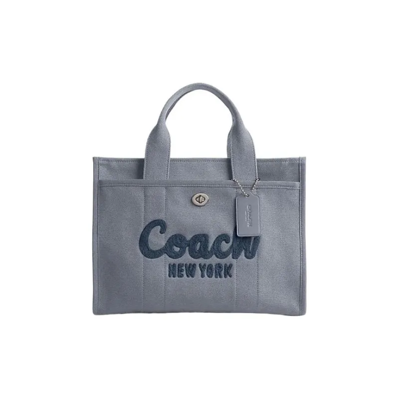 COACH Cargo Fabric Tote Canvas Bag, Shopping Bag, Shoulder Bag, Crossbody Bag, Handbag Tubas Women's Gray Blue-0