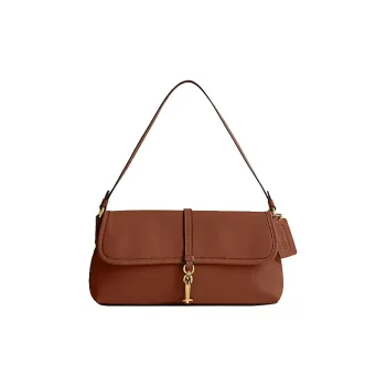 COACH Hamptons Cow Leather Handbag Medium Size Women's Brown