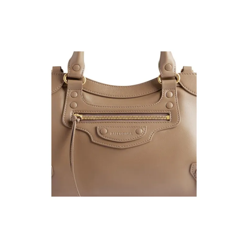 Balenciaga Neo Classic Soft Smooth Cow Leather Shoulder Bag Crossbody Bag Handbag Small Size Women's Light Brown-5