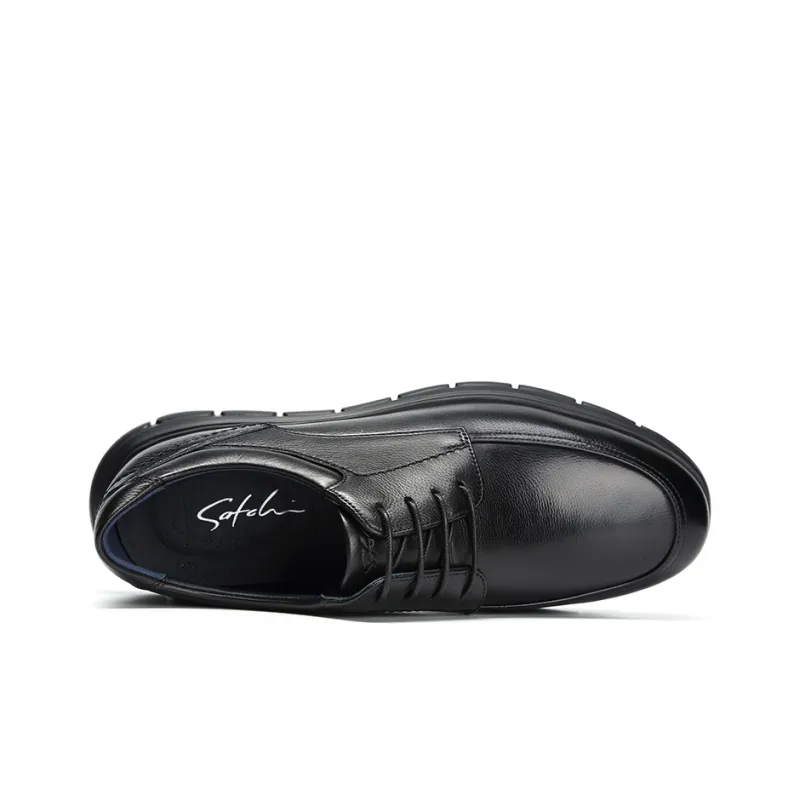 Satchi Casual Leather Shoes Men's Black 4.5cm-3