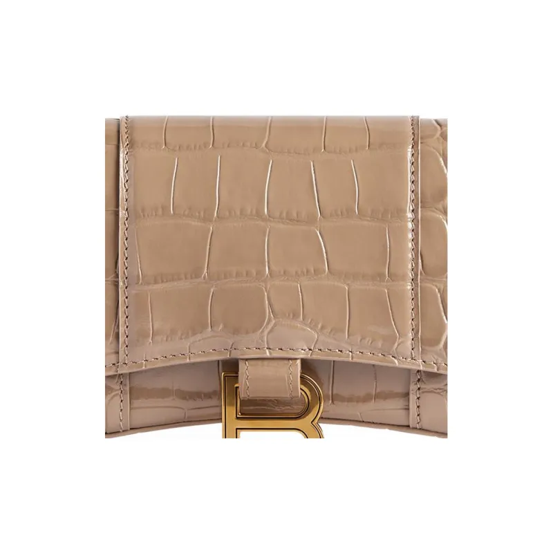 Balenciaga Hourglass Calfskin Wallet Women's Light Brown-5