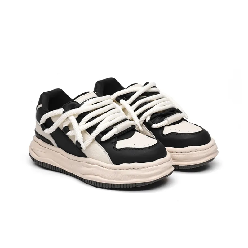 Angelmi Anti Slip Wear Resistant Low Top Skateboard Shoes Unisex Beige Black-1