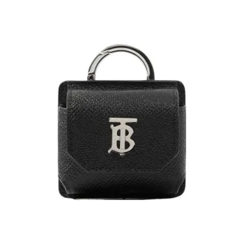Burberry Calfskin Protective Case For Earphones Men's Black