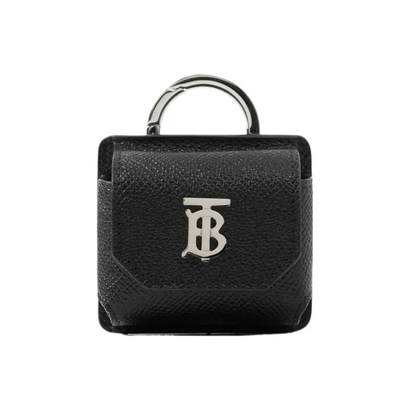 Burberry Calfskin Protective Case For Earphones Men's Black-0