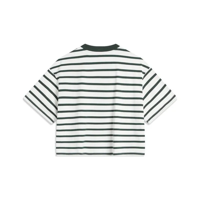 LiNing Weekend Youth Drop Shoulder Sleeve T Shirt Women's Ivory/Vintage Green-1