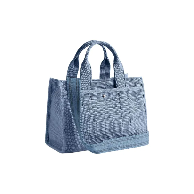 COACH Cargo Canvas Tote Bag, Shopping Bag, Canvas Bag, Handbag Medium Size Women's Silver & Slate Blue-2
