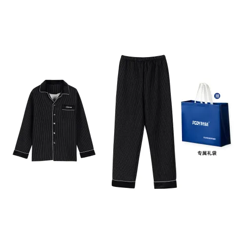 Floating Light Islands Pajama Set Men's Black