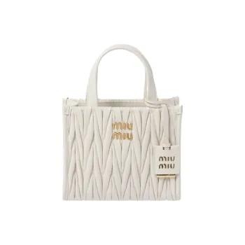MIU MIU Matelassé Soft Sheepskin Leather Shoulder Bag, Crossbody Bag, Handbag Women's White
