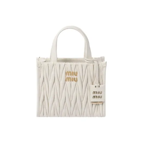 MIU MIU Matelassé Soft Sheepskin Espadrilles Shoulder Bag, Crossbody Bag, Handbag Women's White