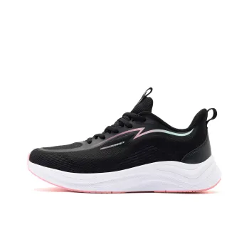 QIAODAN Cushioning, Wear Resistant Low Top Super Light Q COZY SOFT Sprint Running Shoes Women's Black Austin Pink