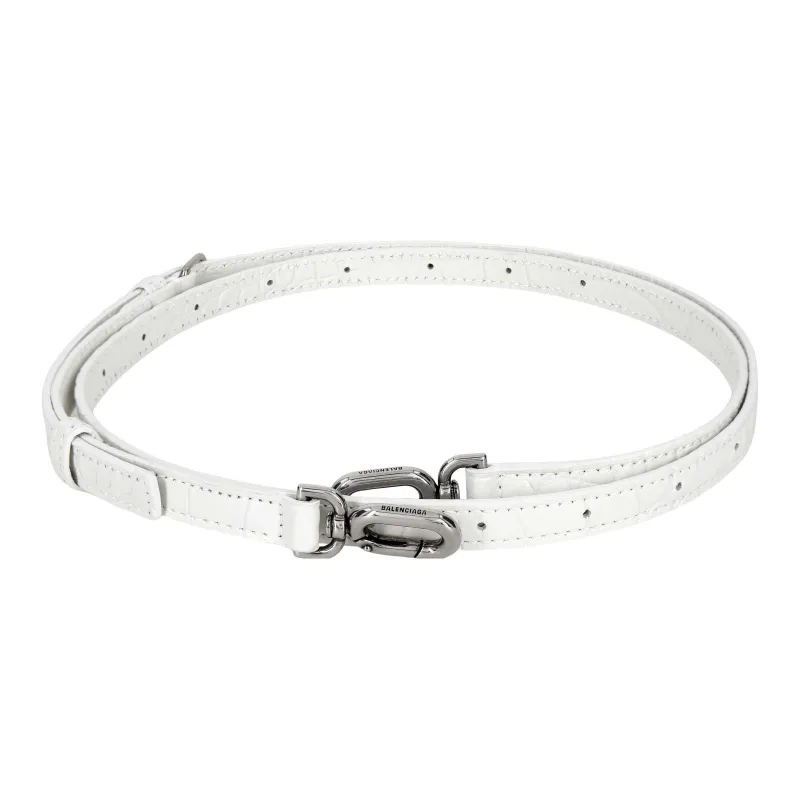 Balenciaga Hourglass Small Top Handle Bag Crocodile Embossed White-6