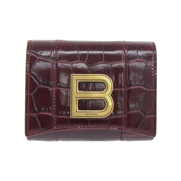 Balenciaga Leather Wallet Mini Women's Red-0