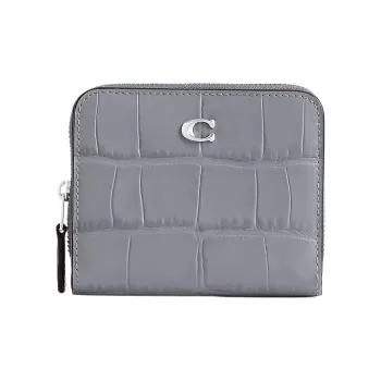 COACH Billfold Wallet Leather Coin Purse Wallet Regular Women's Silver & Gray Blue