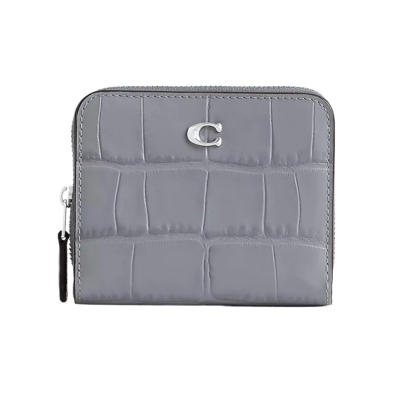 COACH Billfold Wallet Leather Coin Purse Wallet Regular Women's Silver & Gray Blue-0