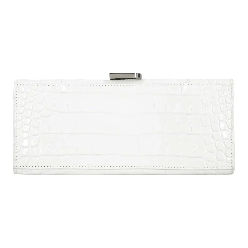Balenciaga Hourglass Small Top Handle Bag Crocodile Embossed White-5