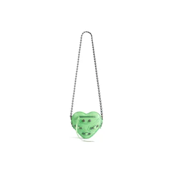 Balenciaga Le Cagole Lambskin Biker Bag Heart-Shaped Bag Crossbody Bag Shoulder Bag Mini Women's Green