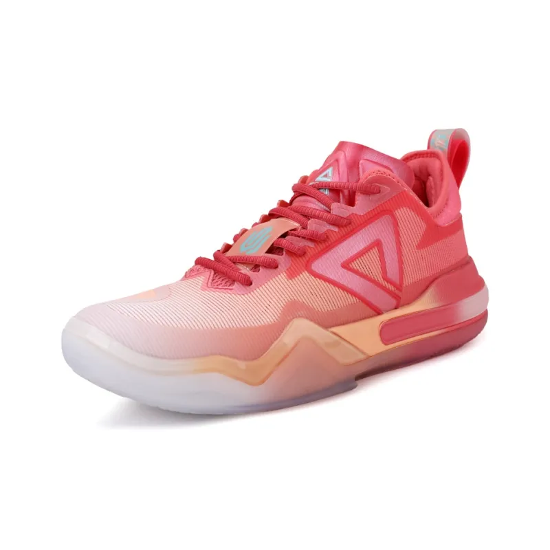 PEAK Cushioning Anti Slip Wear Resistant Breathability Low Top Basketball Shoes Men's White Red-2