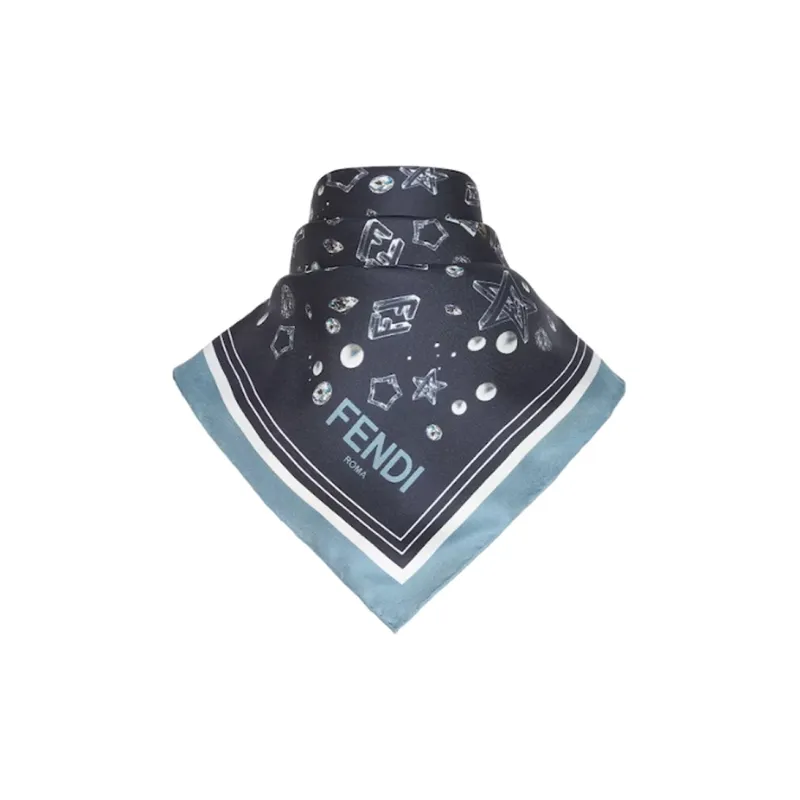 FENDI Silk Scarves Women's Blue-1