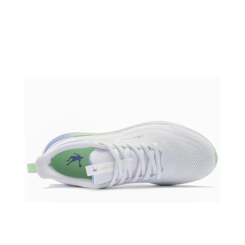 QIAODAN Anti Slip Wear Resistant Low Top Super Light Q COZY SOFT Sprint Running Shoes Women's White Crane Cyan-3