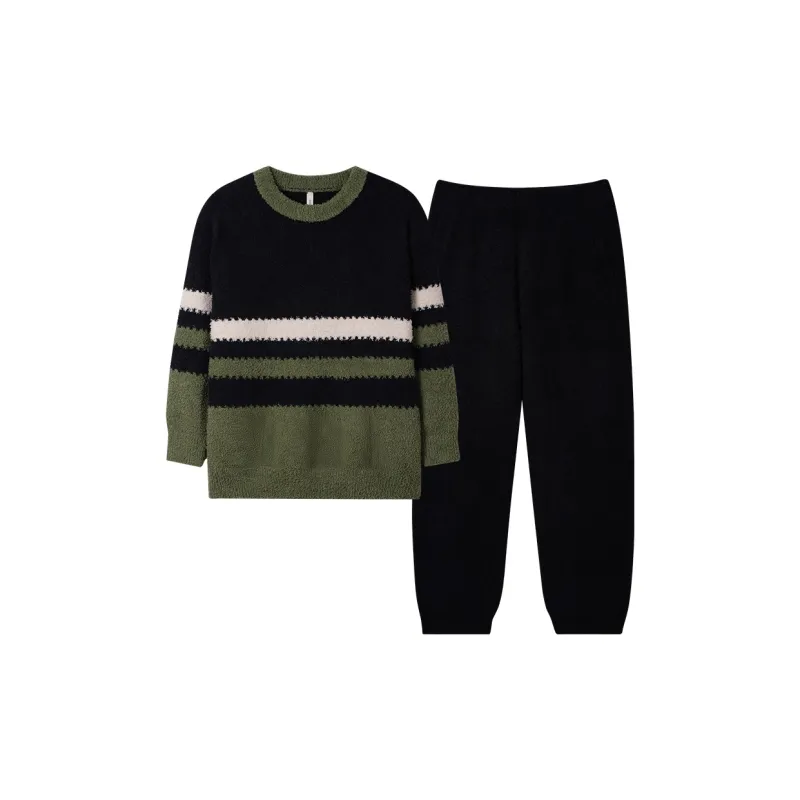 Sha Qian Pajama Set For Fall And Winter Women's Black-0