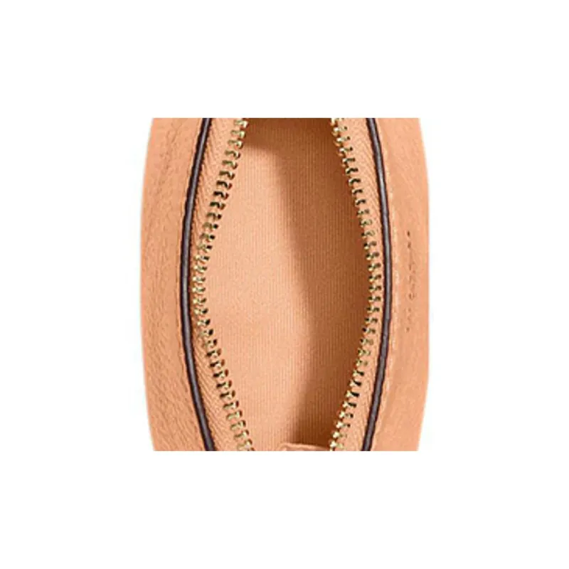 COACH Pebbled Leather Clutch Makeup Bag Women's Orange-3
