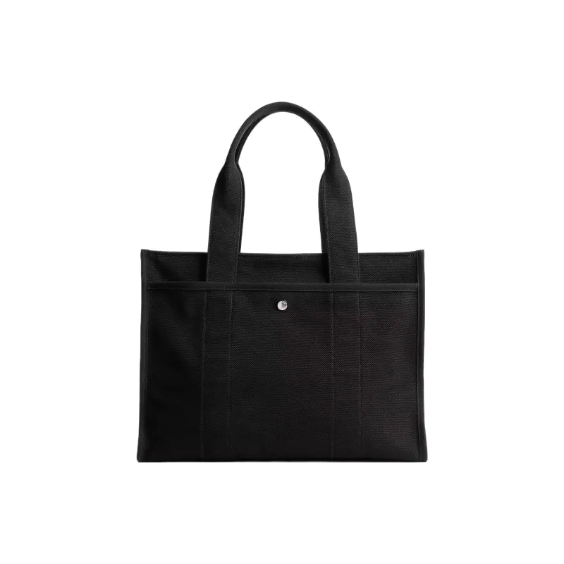 COACH Cargo Satin Canvas With Leather Tote Bag, Shopping Bag, Canvas Bag, Shoulder Bag, Handbag Tubas Women's Black-2