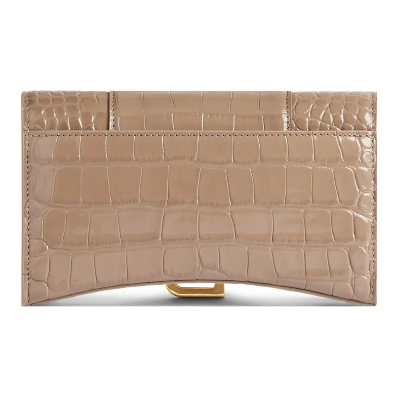 Balenciaga Hourglass Calfskin Wallet Women's Light Brown-3