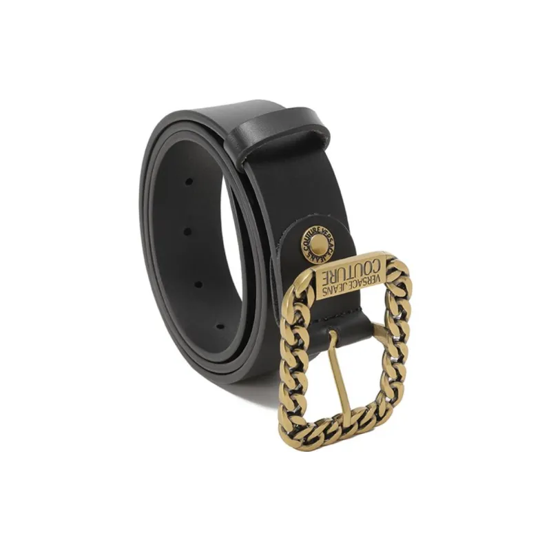 VERSACE JEANS COUTURE Chain Buckle Vintage Trimmable Leather Belts Men's Width 3.5cm-1