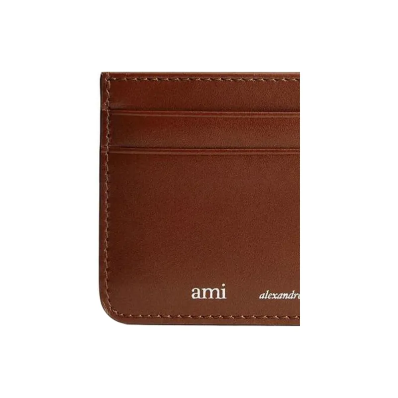 AMIPARIS Calfskin Card Holder Men's Umber-3