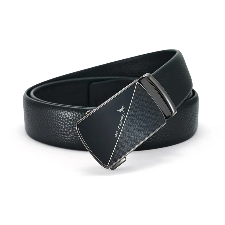 RED DRAGONFLY Business Casual Office Commute Cow Leather Automatic Buckle Men's Belt Men's Width 3.5cm-1