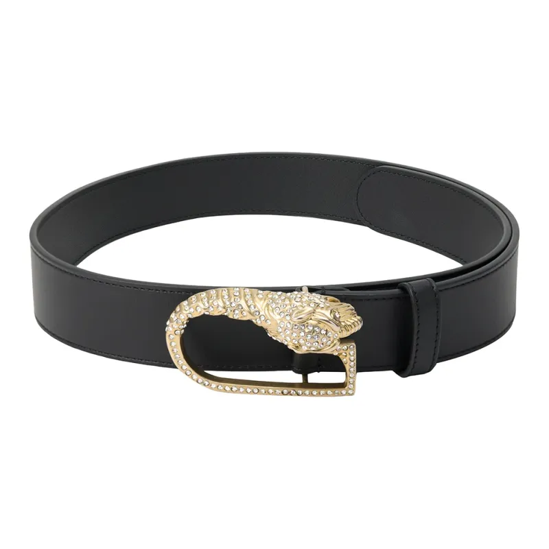 GUCCI Cow Leather Leather Belts Women's Black Width 3.6cm-2