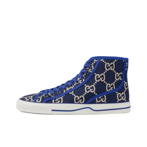 GUCCI Tennis 1977 Skateboard Shoes Men High-Top Blue