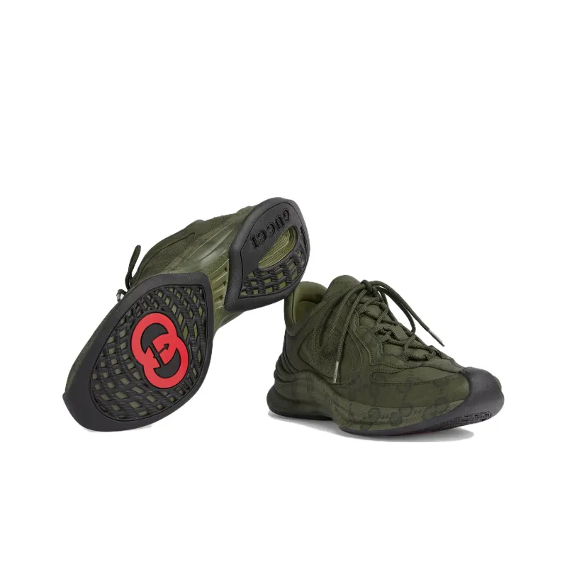 GUCCI Run Sneaker 'GG Water Transfer Print Green'-4