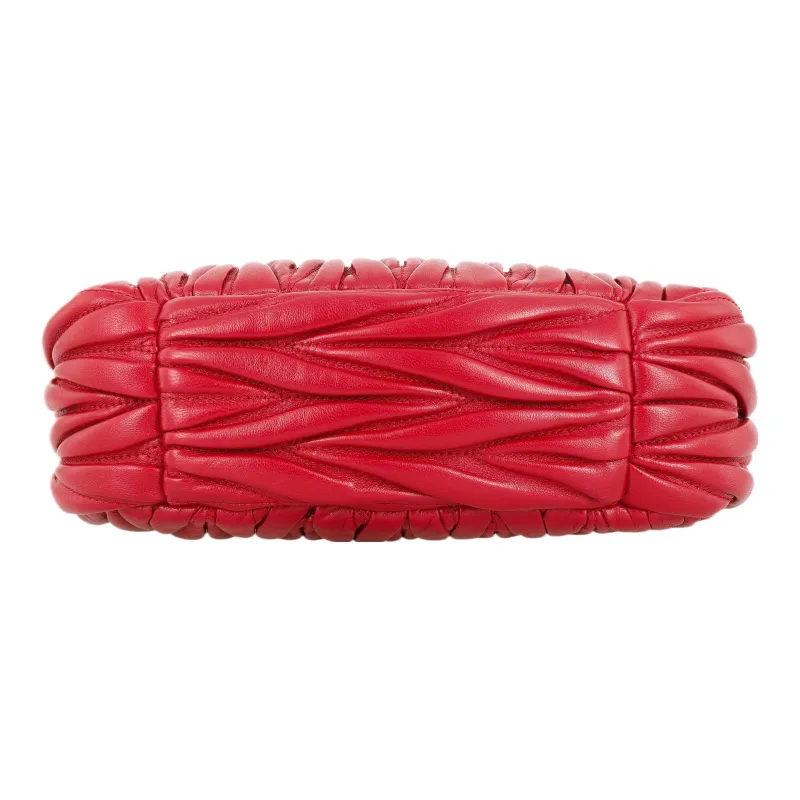 MIU MIU Sheepskin Hobo Shoulder Bag Women's Red-3