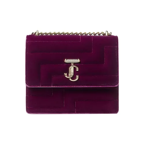 Jimmy Choo Avenue Velour Small Square Bag Crossbody Bag Shoulder Bag Women's Berry Fuchsia