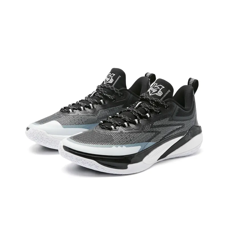 QIAODAN Blade 7.0 PRO Cushioning Anti Slip And Wear Resistant Low Top Basketball Shoes Men's Black White-2