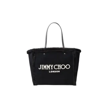Jimmy Choo Avenue Shearling Trim With Suede Tote Bag Shopping Bag Handbag Shoulder Bags Regular Women's Black