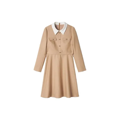 YINER GoodLand Long-Sleeved Dresses Women's Light Camel