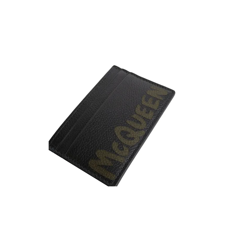 Alexander McQueen Calfskin Card Clip Card Holder Men's Black & Green-4