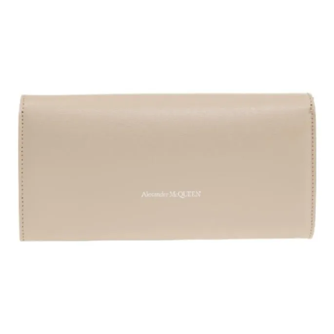 Alexander McQueen Calfskin Shoulder Bag, Crossbody Bag, Wallet Women's Beige-2