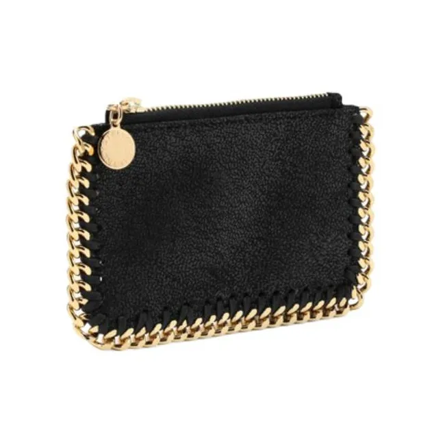 Stella McCartney Falabella Polyester Card Clip Wallets Women's Black-1
