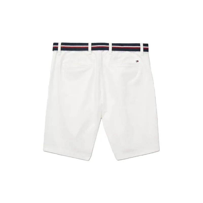 Tommy Hilfiger FW23 Twill Belted Short Bottoms Casual Shorts Men's White-1