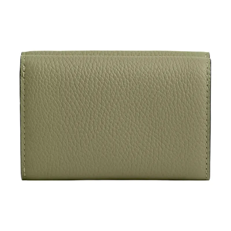 COACH Trifold Wallet Pebble Leather Wallet Mini Women's Brass And Moss-1