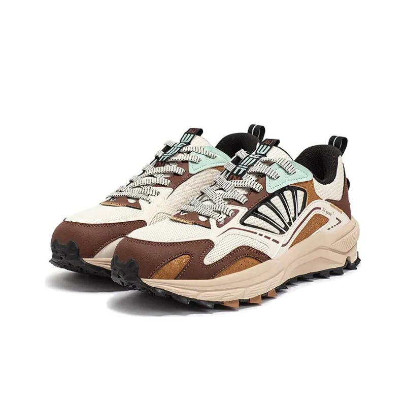 361° Durable Breathable Low Top Running Shoes Men's Beige Brown-3