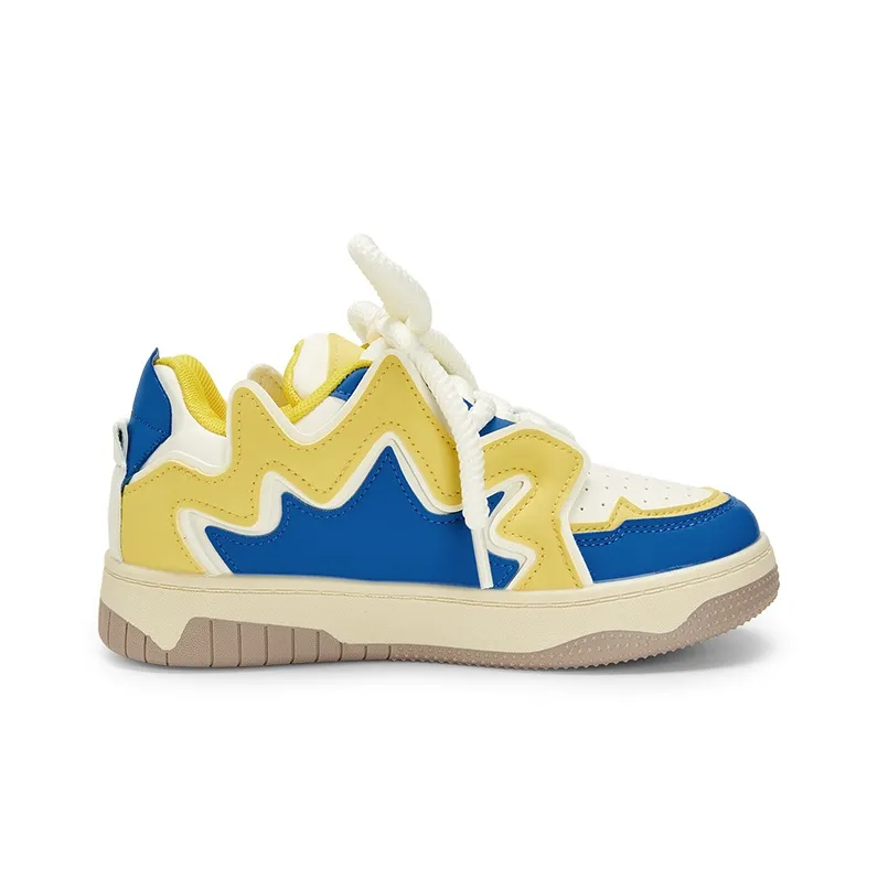 KARLIE KELLER Low Top Skateboard Shoes Women's Blue Yellow-1
