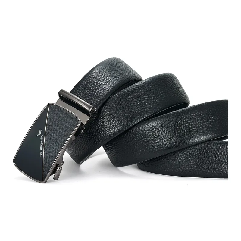 RED DRAGONFLY Business Casual Office Commute Cow Leather Automatic Buckle Men's Belt Men's Width 3.5cm-2