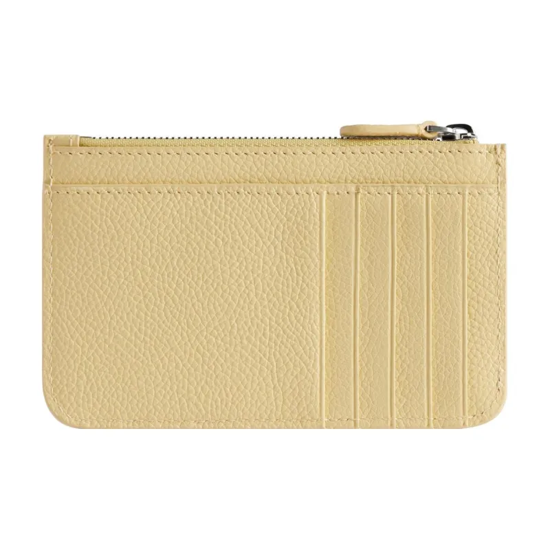 Balenciaga Grain Cow Leather Card Holder Tubas Women's Light Yellow-1