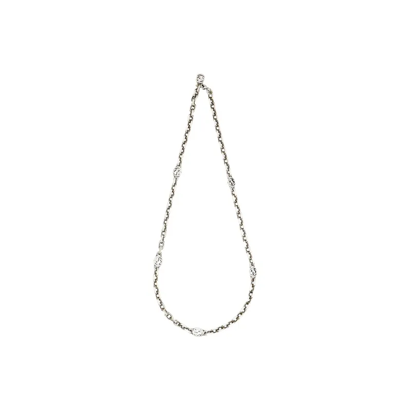 GUCCI Sterling Silver Interlocking G Necklace-7