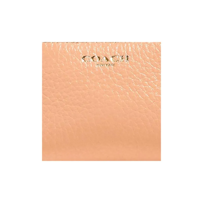 COACH Pebbled Leather Clutch Makeup Bag Women's Orange-4